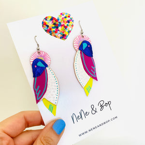 Flock 1 - Hand Painted Leather Earrings