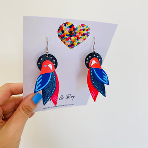 Flock 6 - Hand Painted Leather Earrings