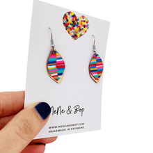 Load image into Gallery viewer, Leaf Rainbow Stripes Hand Painted Earrings - Various sizes