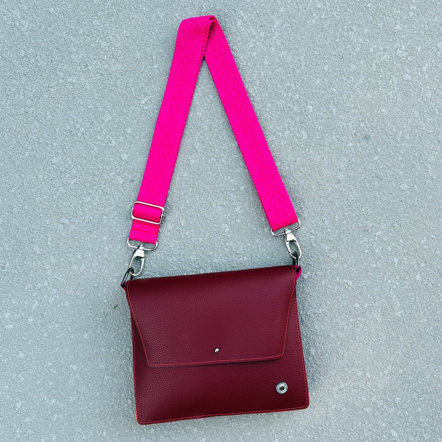 ALLY Leather Crossbody bag - Midi - Wine/Pink