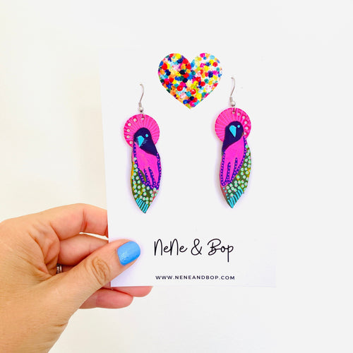 Flock 23 - Hand Painted Leather Earrings