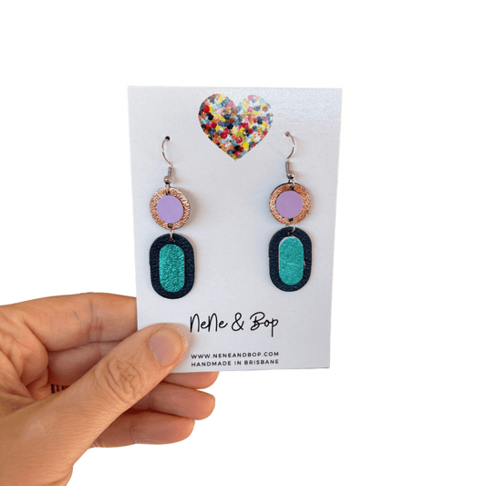 Retro Pebbles - Double Pips - Mini - Leather Earrings