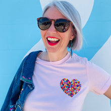 Load image into Gallery viewer, Rainbow Gem Heart - Blush Pink T&#39;Shirt
