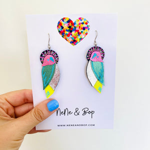 Flock 13 - Hand Painted Leather Earrings