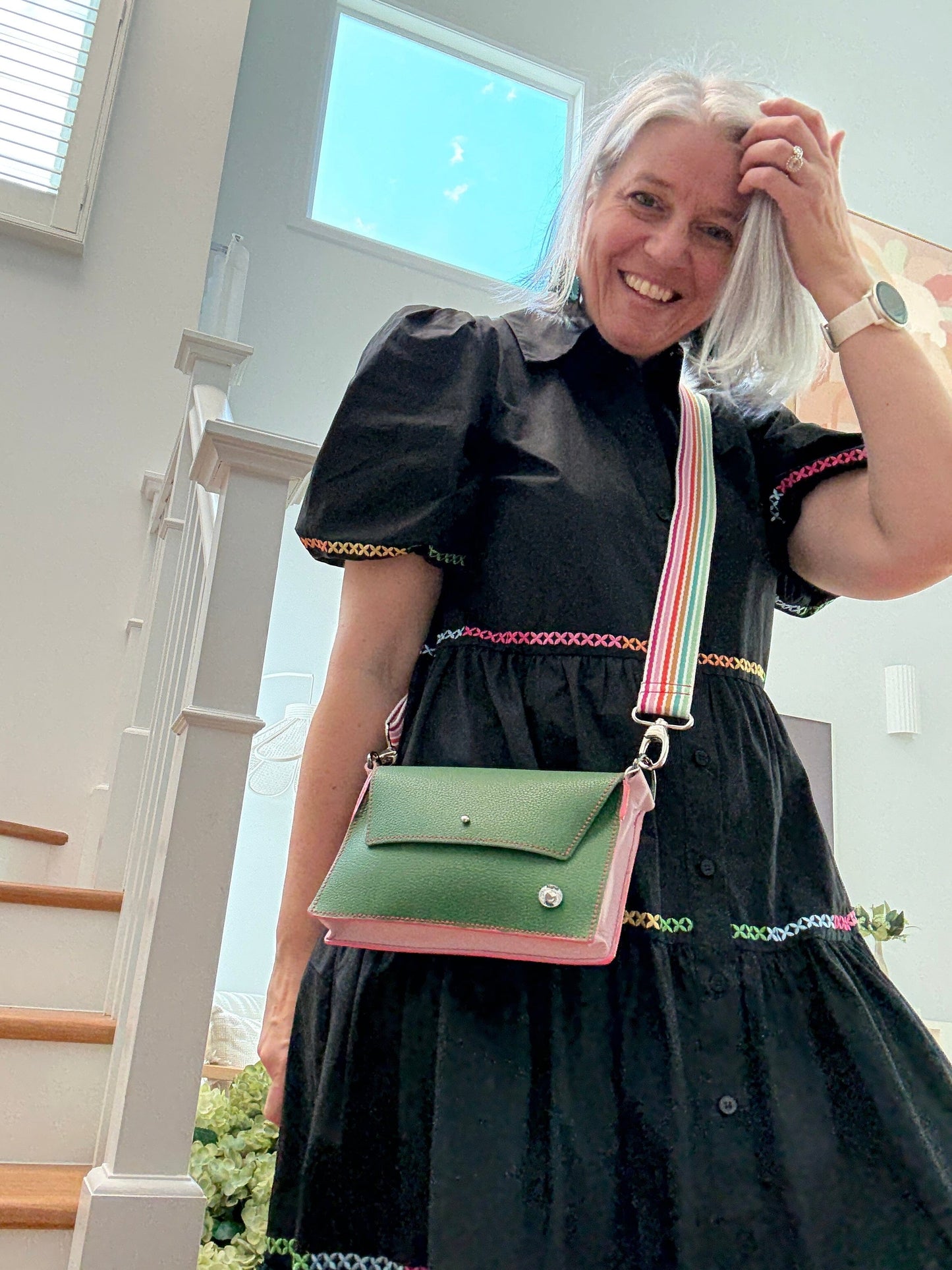 ALLY Mini - 4 in 1 Leather Bag - Green/Blush