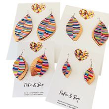 Load image into Gallery viewer, Leaf Rainbow Stripes Hand Painted Earrings - Various sizes