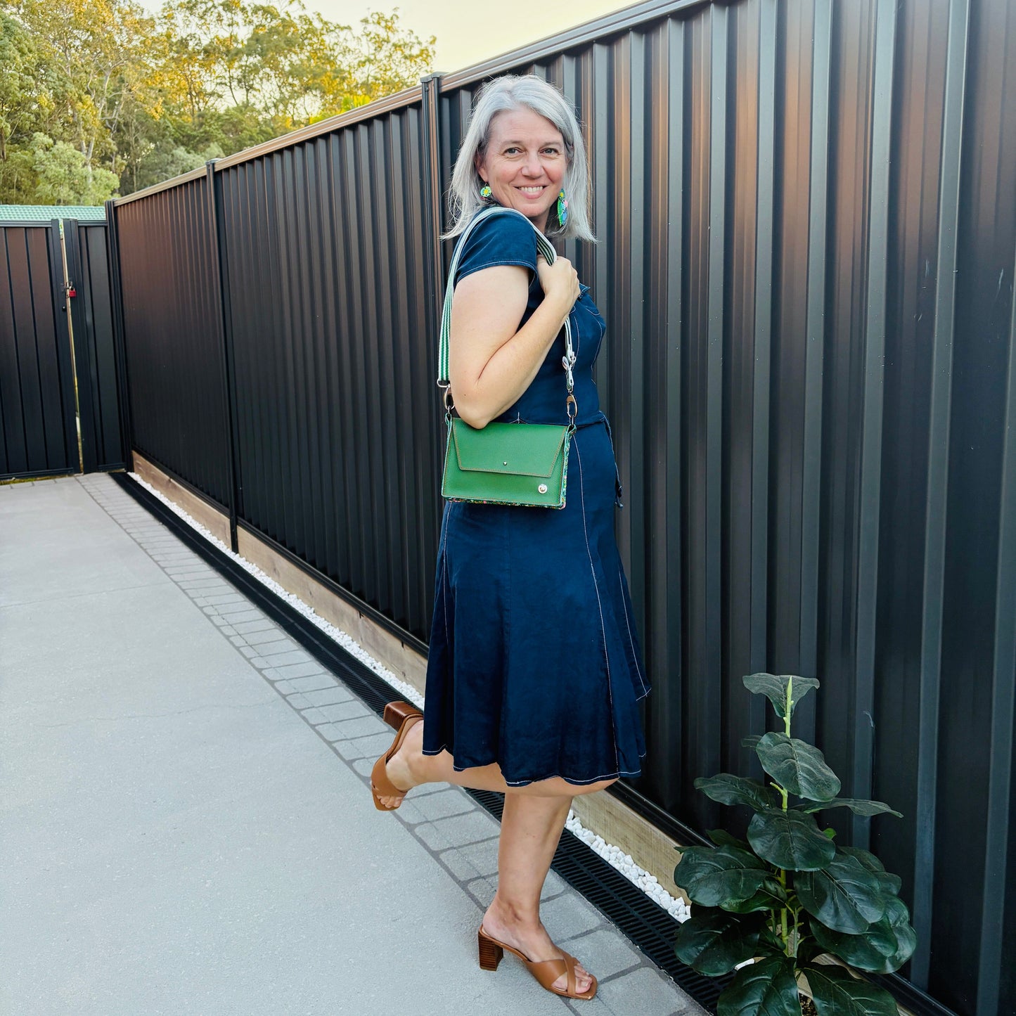 ALLY Mini - 4 in 1 Leather Bag - Green/Ditsy Floral