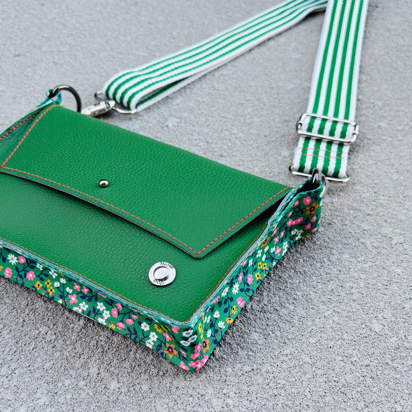 ALLY Mini - 4 in 1 Leather Bag - Green/Ditsy Floral