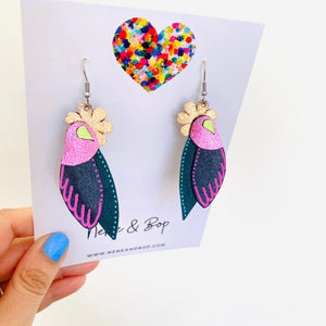 Flock 7 - Hand Painted Leather Earrings