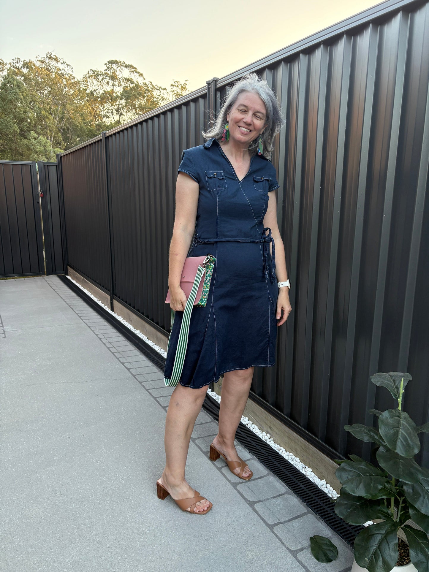 ALLY Leather Crossbody bag - Midi - Ditsy Floral/Pink