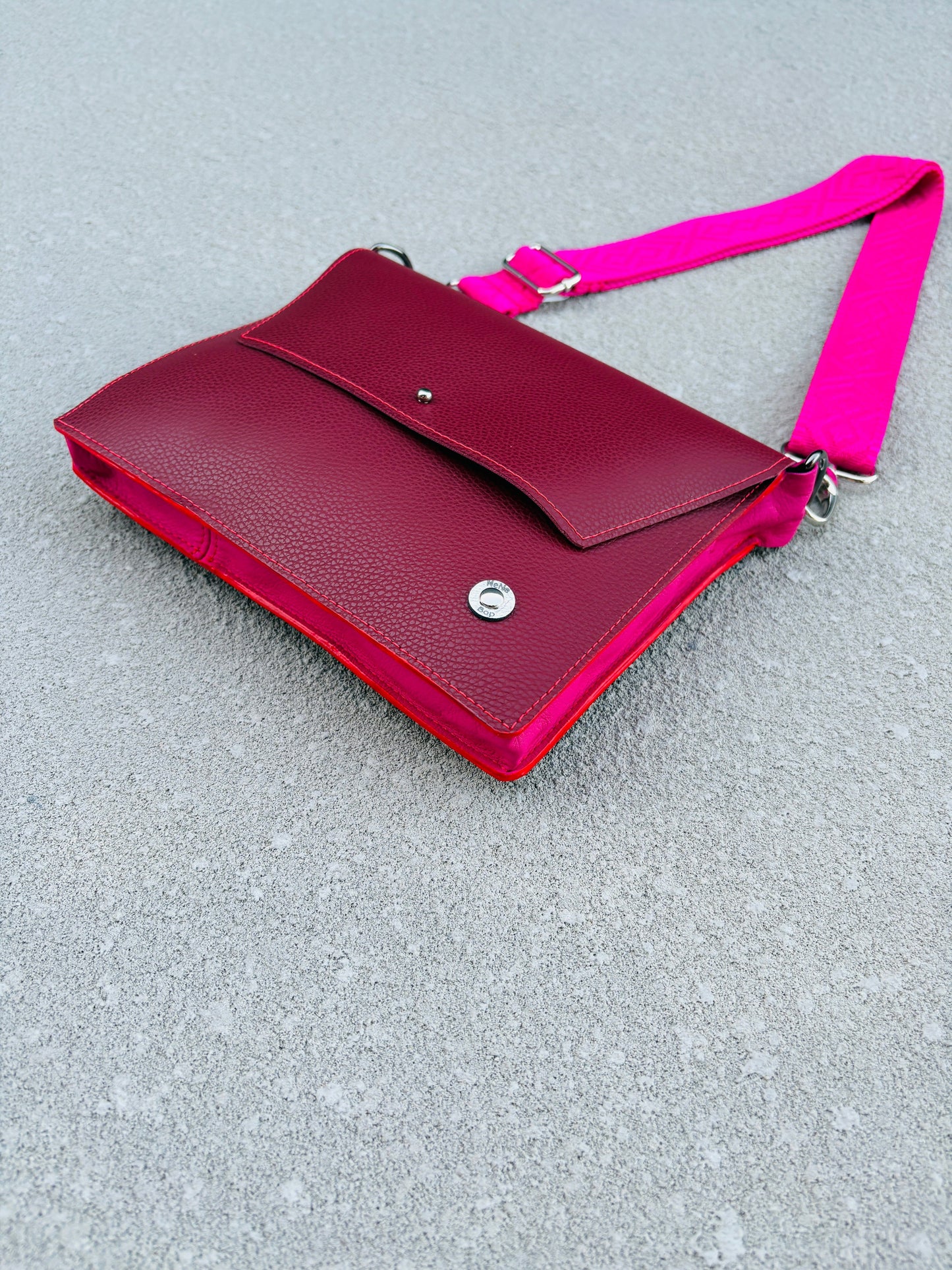 ALLY Leather Crossbody bag - Midi - Wine/Pink