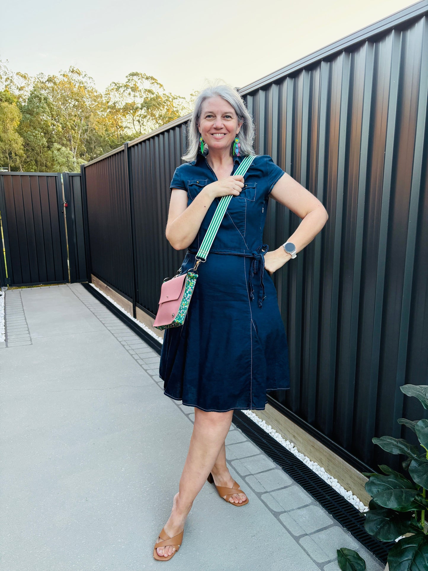 ALLY Leather Crossbody bag - Midi - Ditsy Floral/Pink