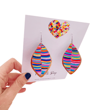 Load image into Gallery viewer, Leaf Rainbow Stripes Hand Painted Earrings - Various sizes