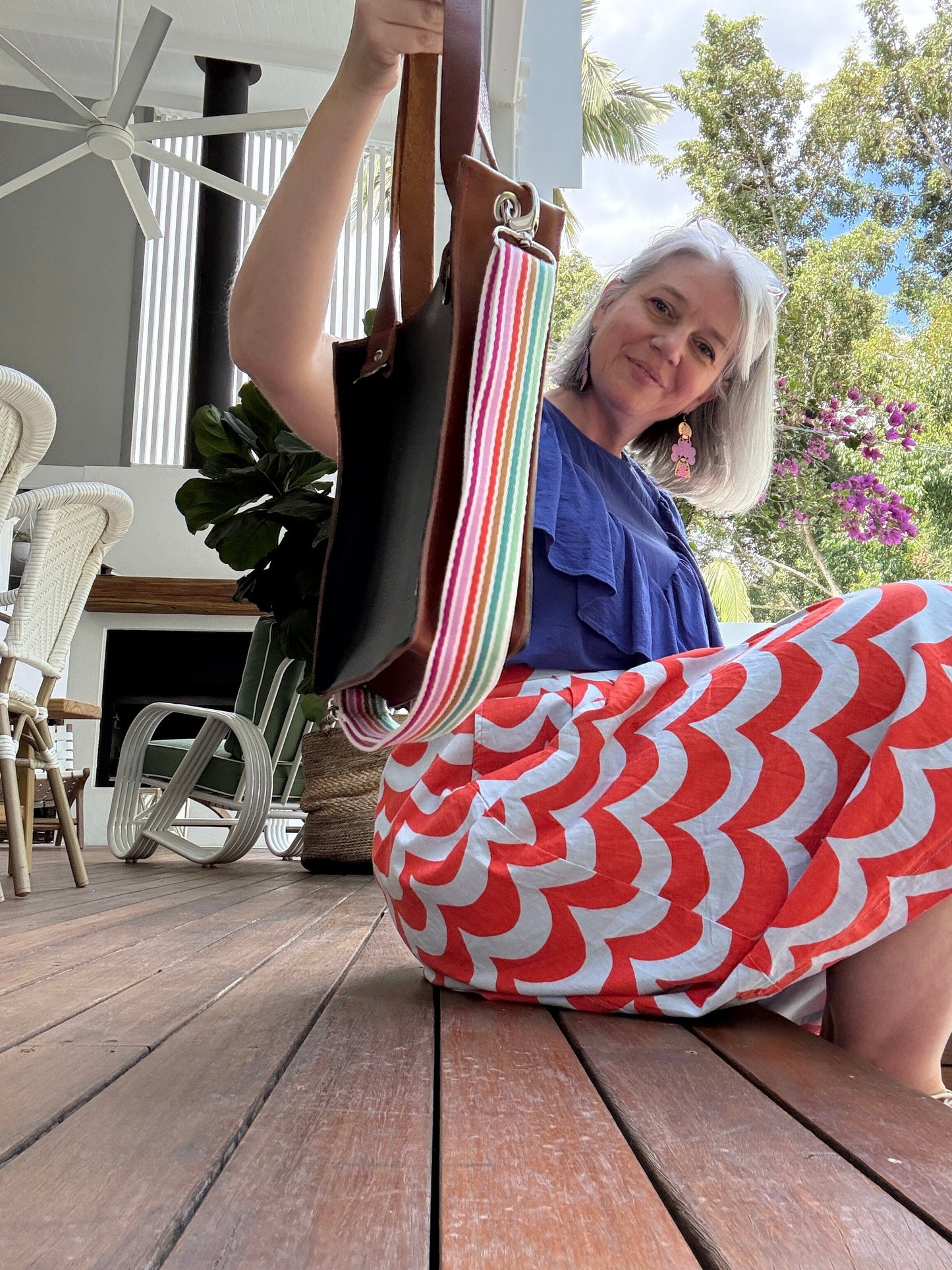 The Everyday Leather Tote - Pebble Black/Tan