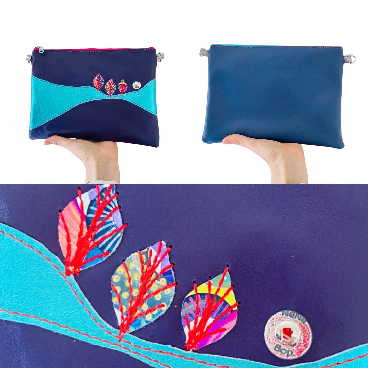 Purple Teal Landscape - Leather Purse Plus+