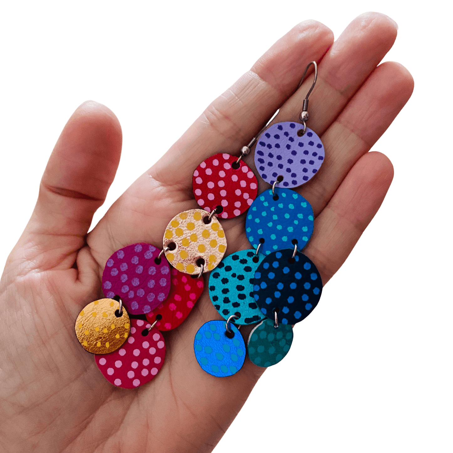 Hot and Cold Pebbles - mis-matched Mega Leather Earrings