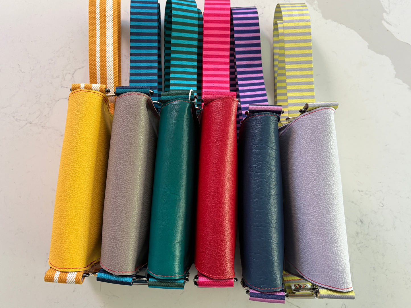 ALLY Mini - 4 in 1 Leather Bag - Lilac/Lemon Stripe