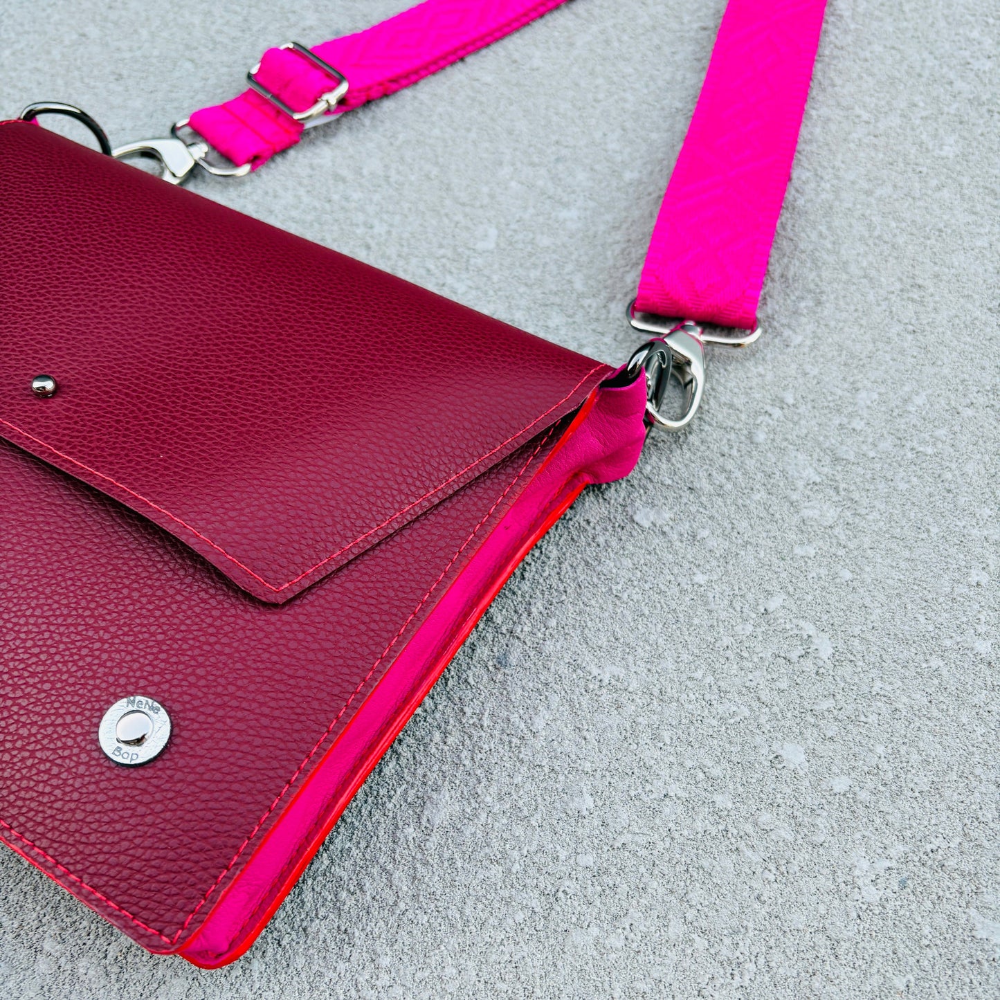 ALLY Leather Crossbody bag - Midi - Wine/Pink