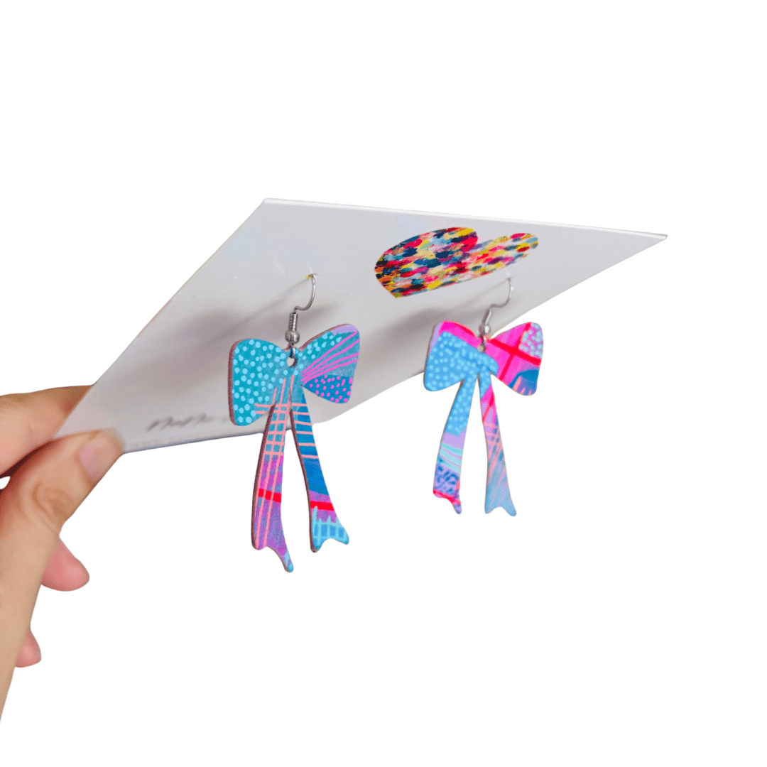 Bow-tiful Plaid - Leather Earrings