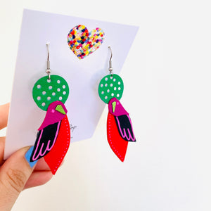 Flock 29 - Hand Painted Leather Earrings