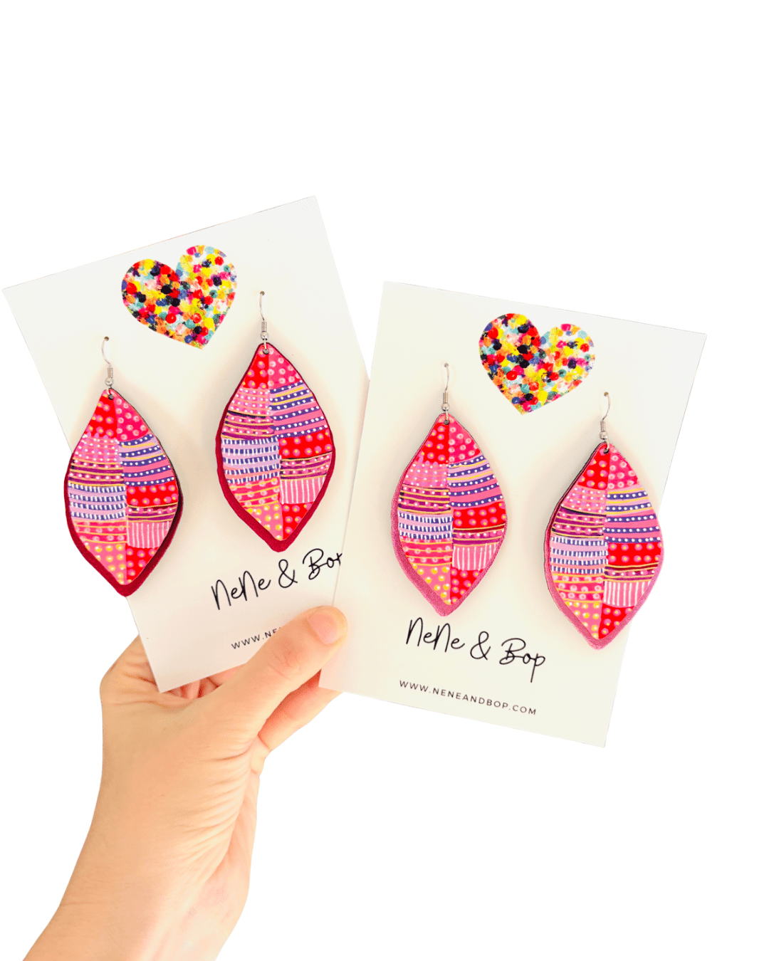 Be-leaf Pink/Red Hand Painted Earrings - Various sizes