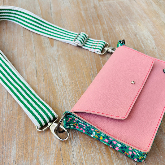 ALLY Mini - 4 in 1 Leather Bag - Ditsy Floral Pink