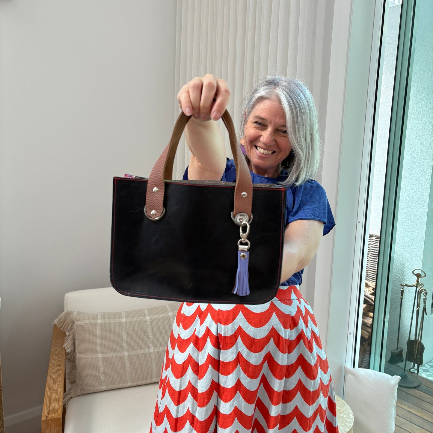 Artist Palette Micro Leather Tote - Coral seas