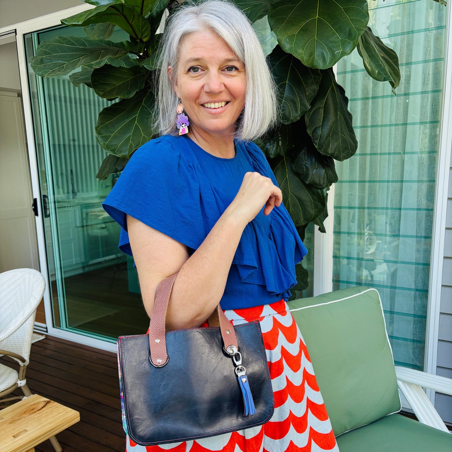 Artist Palette Micro Leather Tote - Coral seas