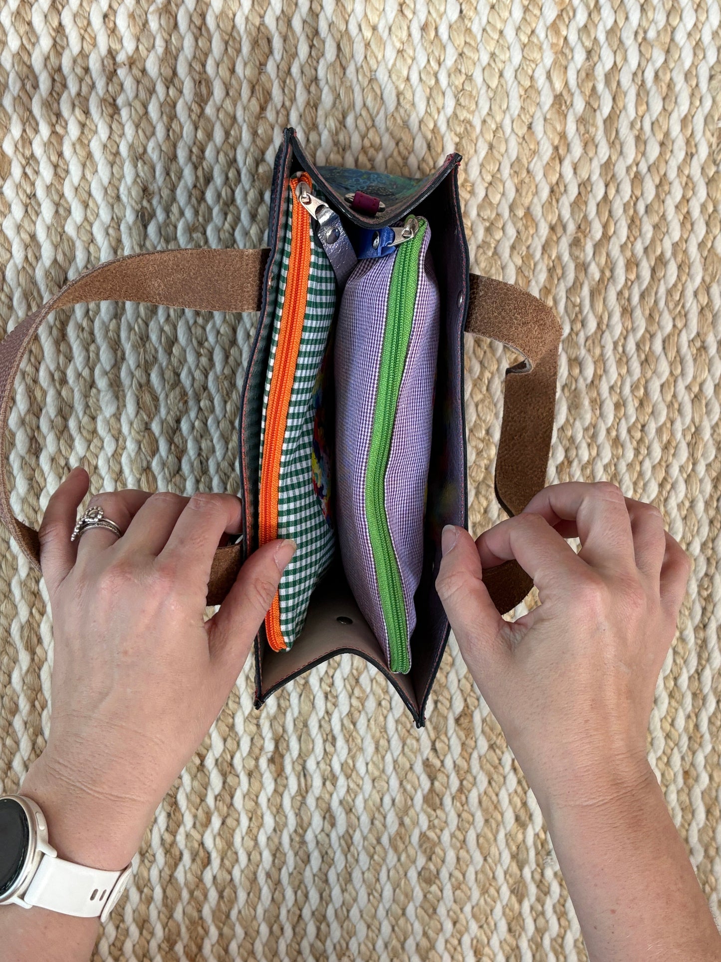 Artist Palette Leather Micro Tote Set - Midnight Navy/Floral