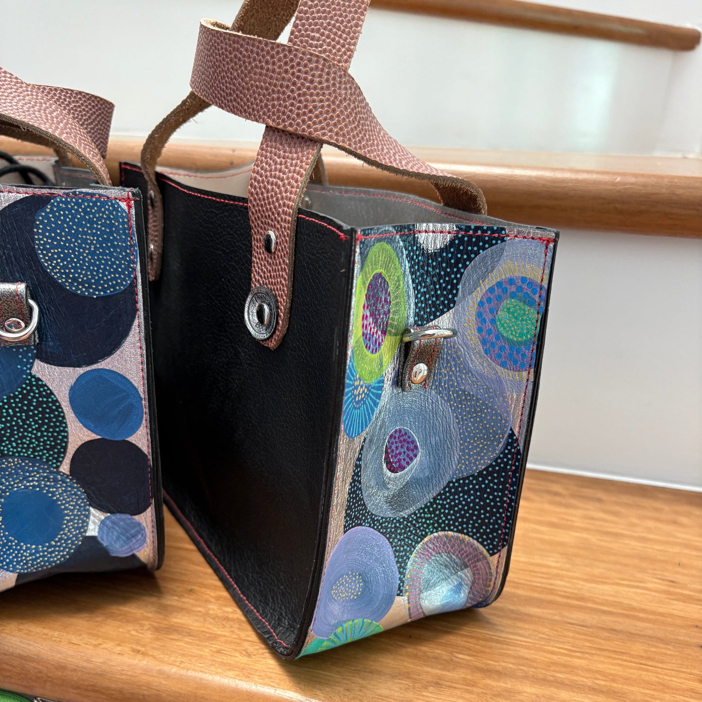 Artist Palette Micro Leather Tote - Coral Worlds