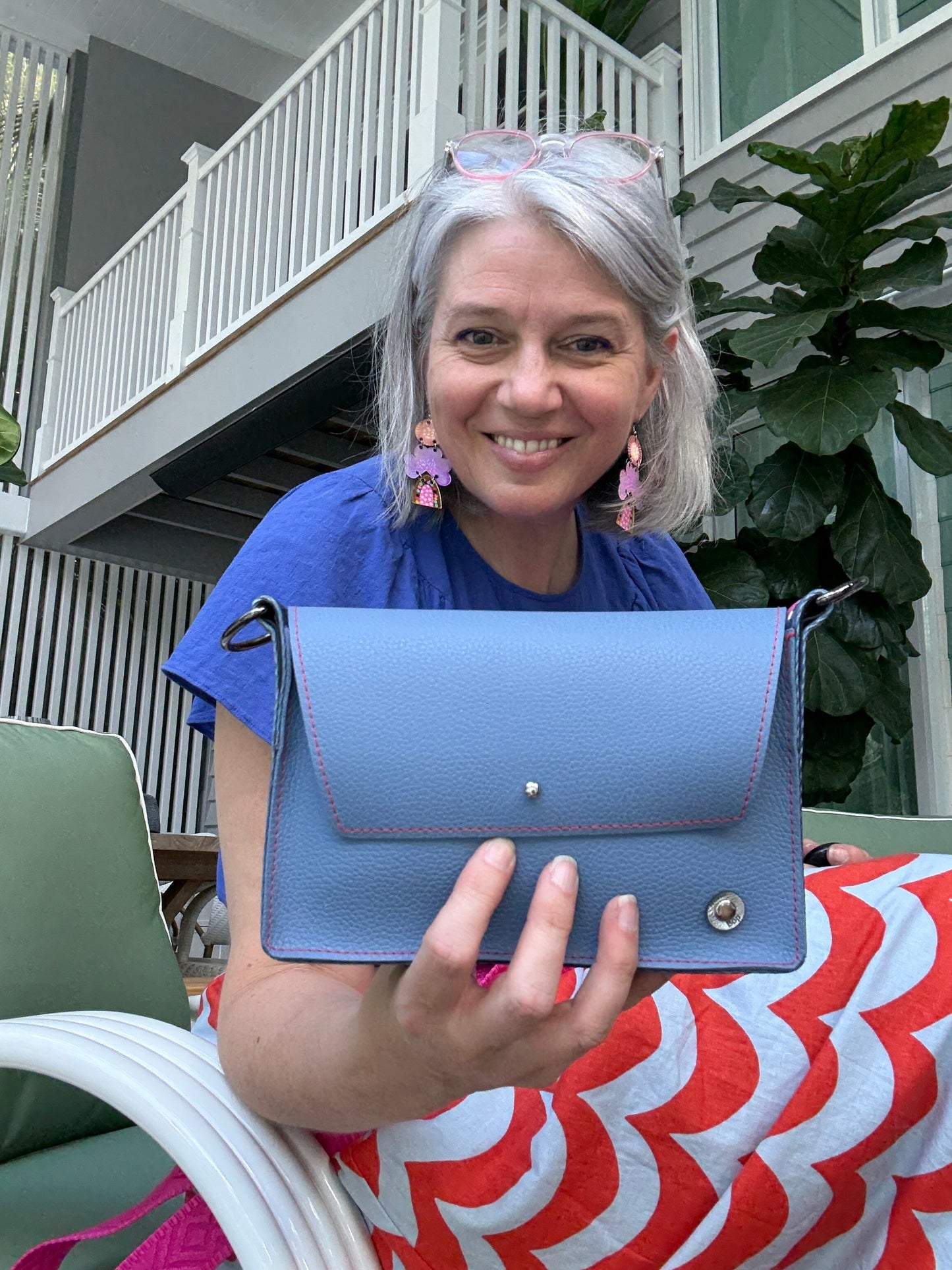 ALLY Mini - 4 in 1 Leather Bag - Crochet Light Blue