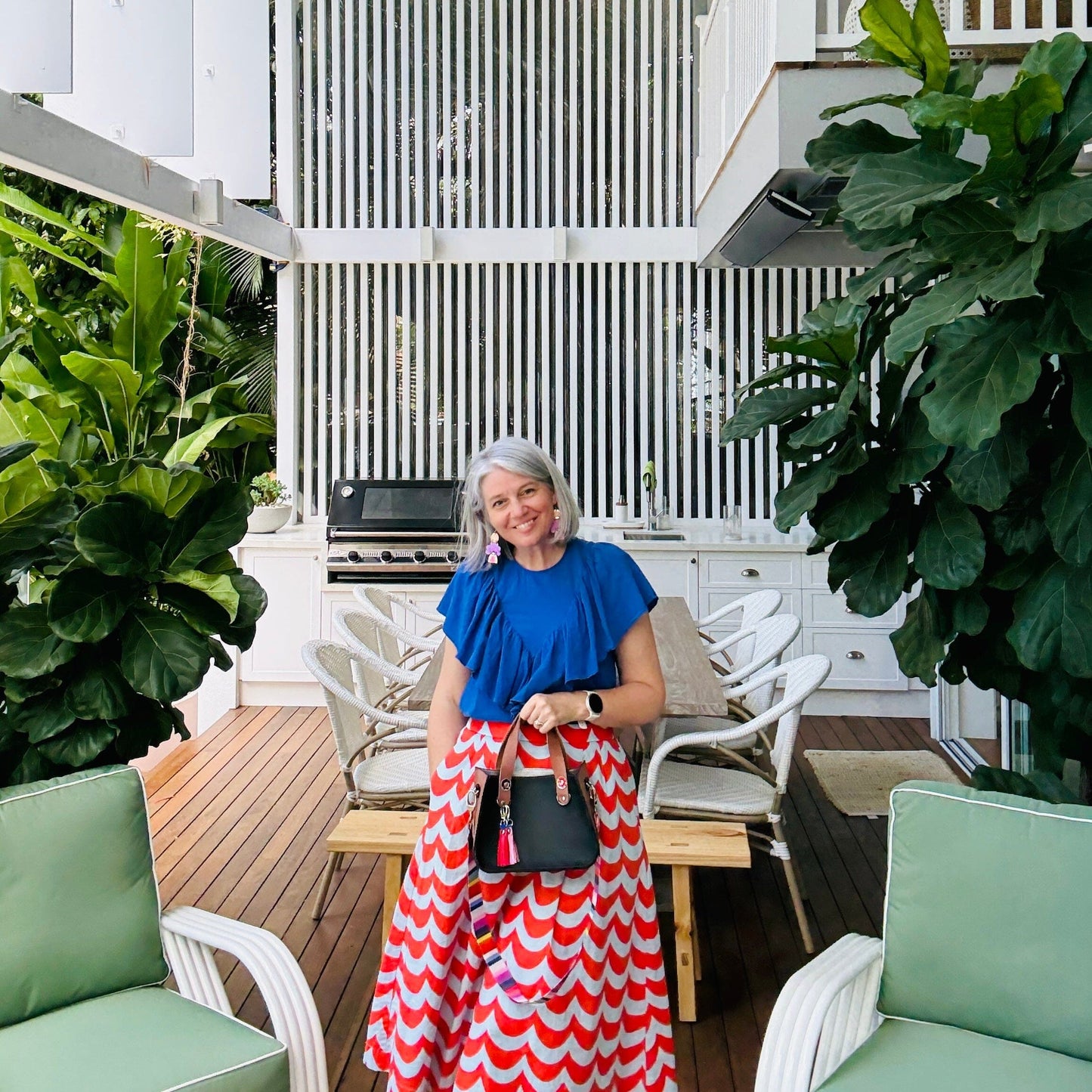 Black Micro Leather Tote - Flower motifs