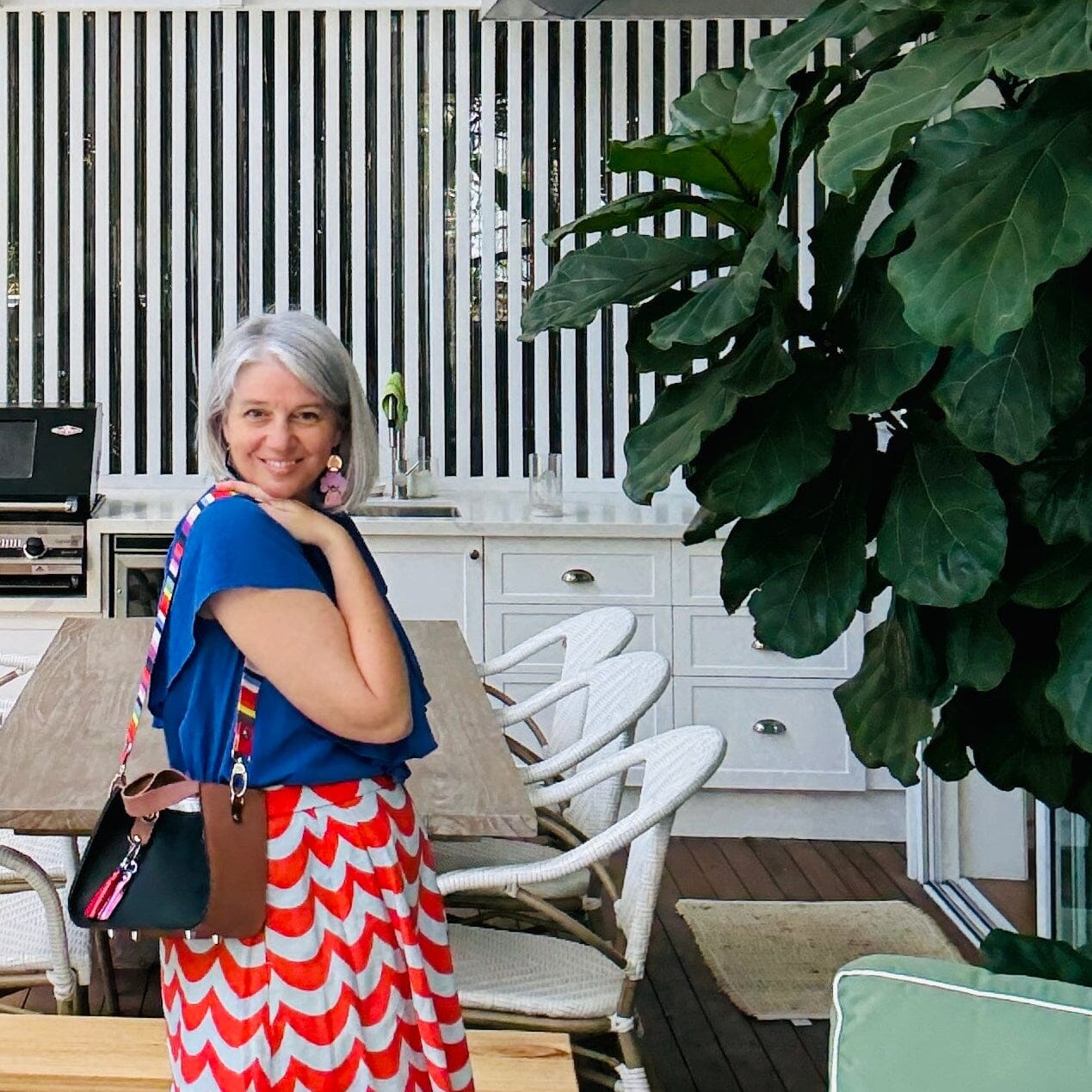 Black Micro Leather Tote - Flower motifs