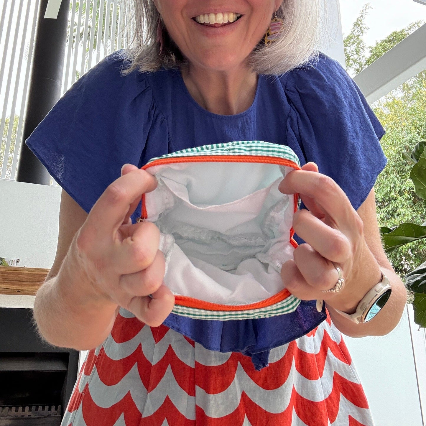 Green Gingham Heart - Zippy Pouch