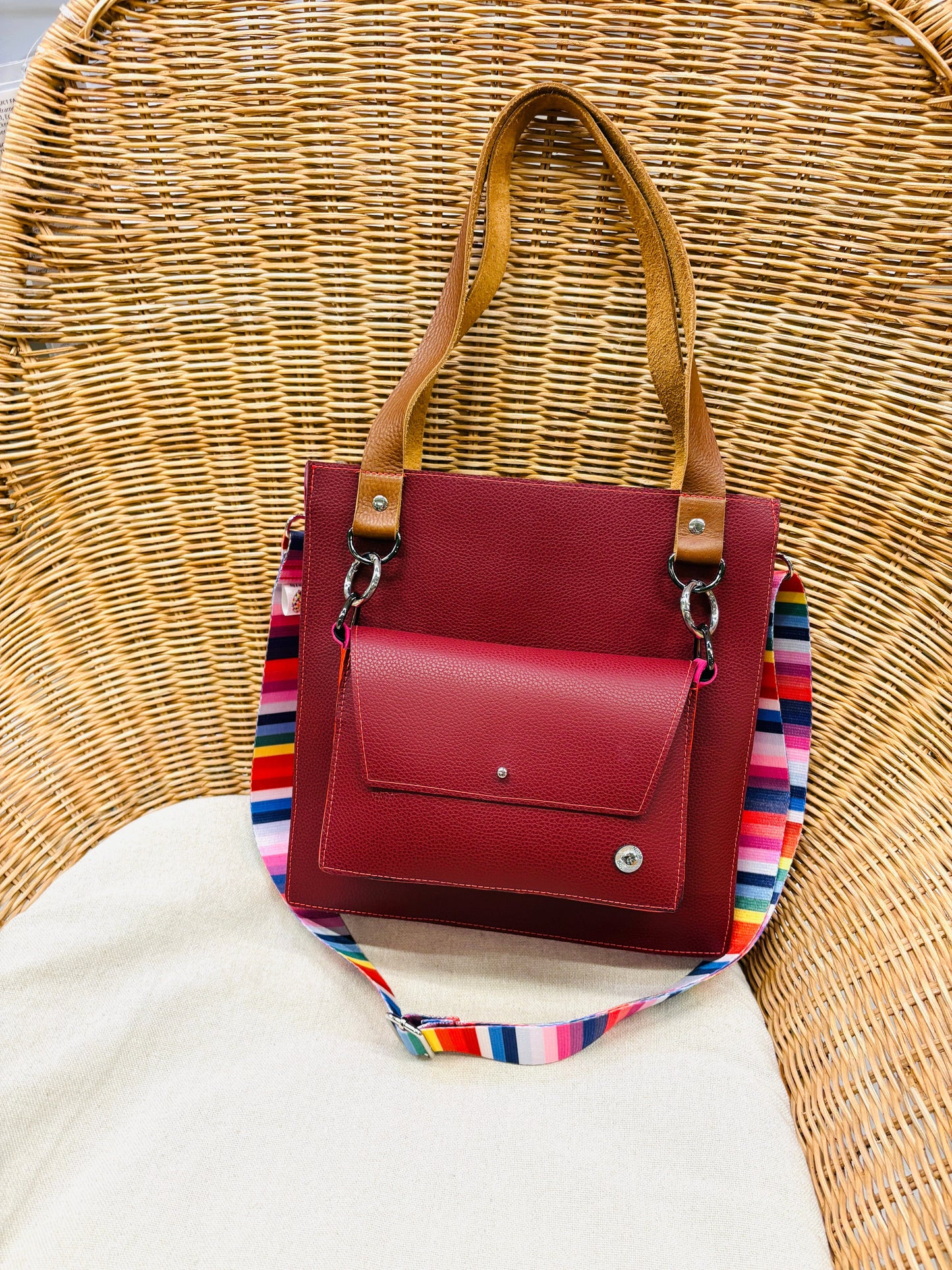 ALLY Mini - 4 in 1 Leather Bag - Wine/Pink
