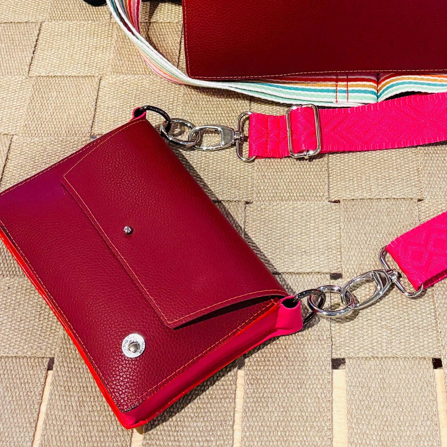 ALLY Mini - 4 in 1 Leather Bag - Wine/Pink