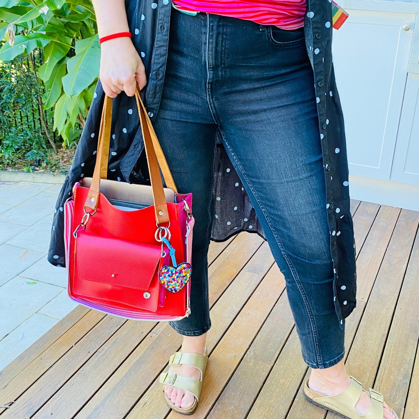 The Everyday Leather Tote & Crossbody Red/Pink