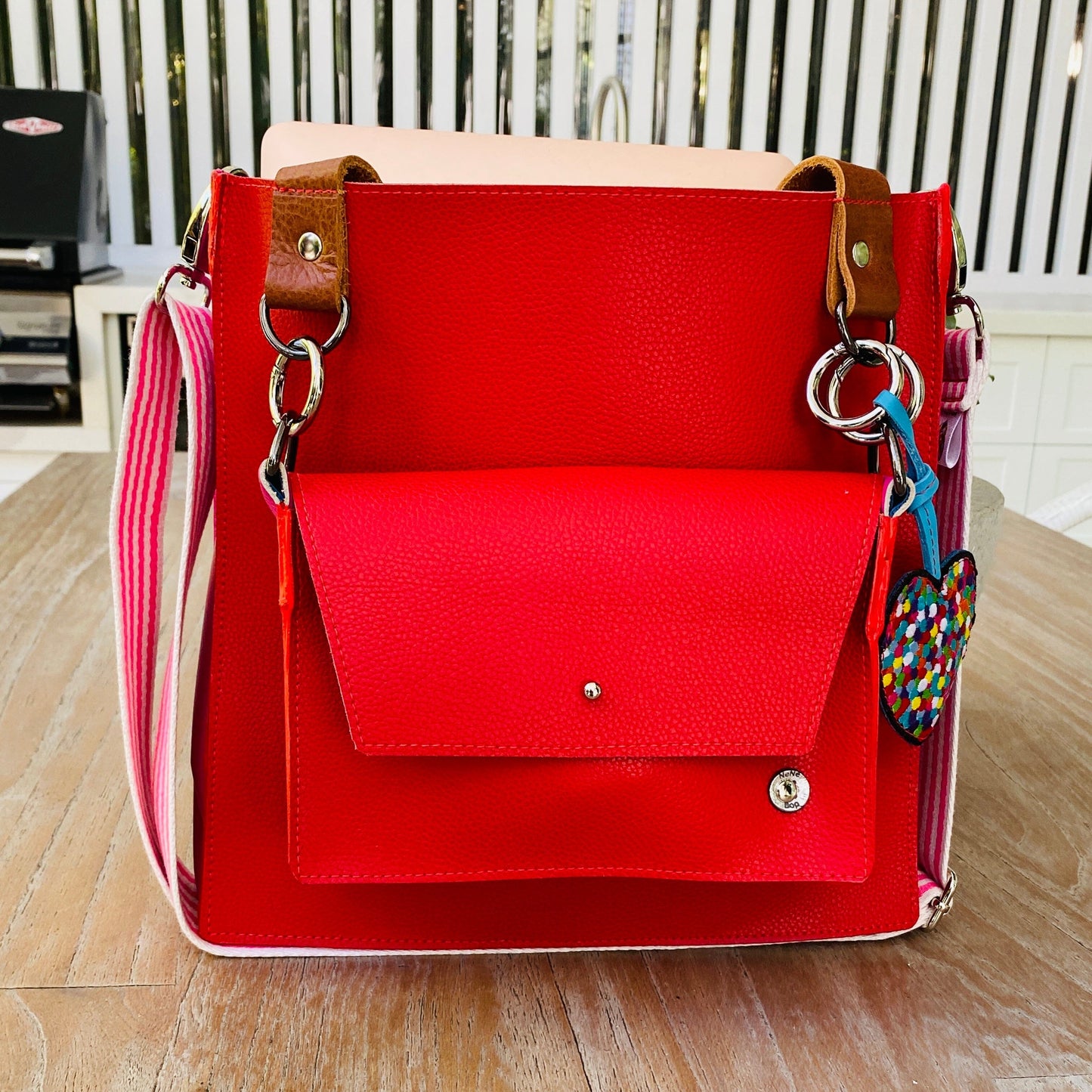 The Everyday Leather Tote & Crossbody Red/Pink