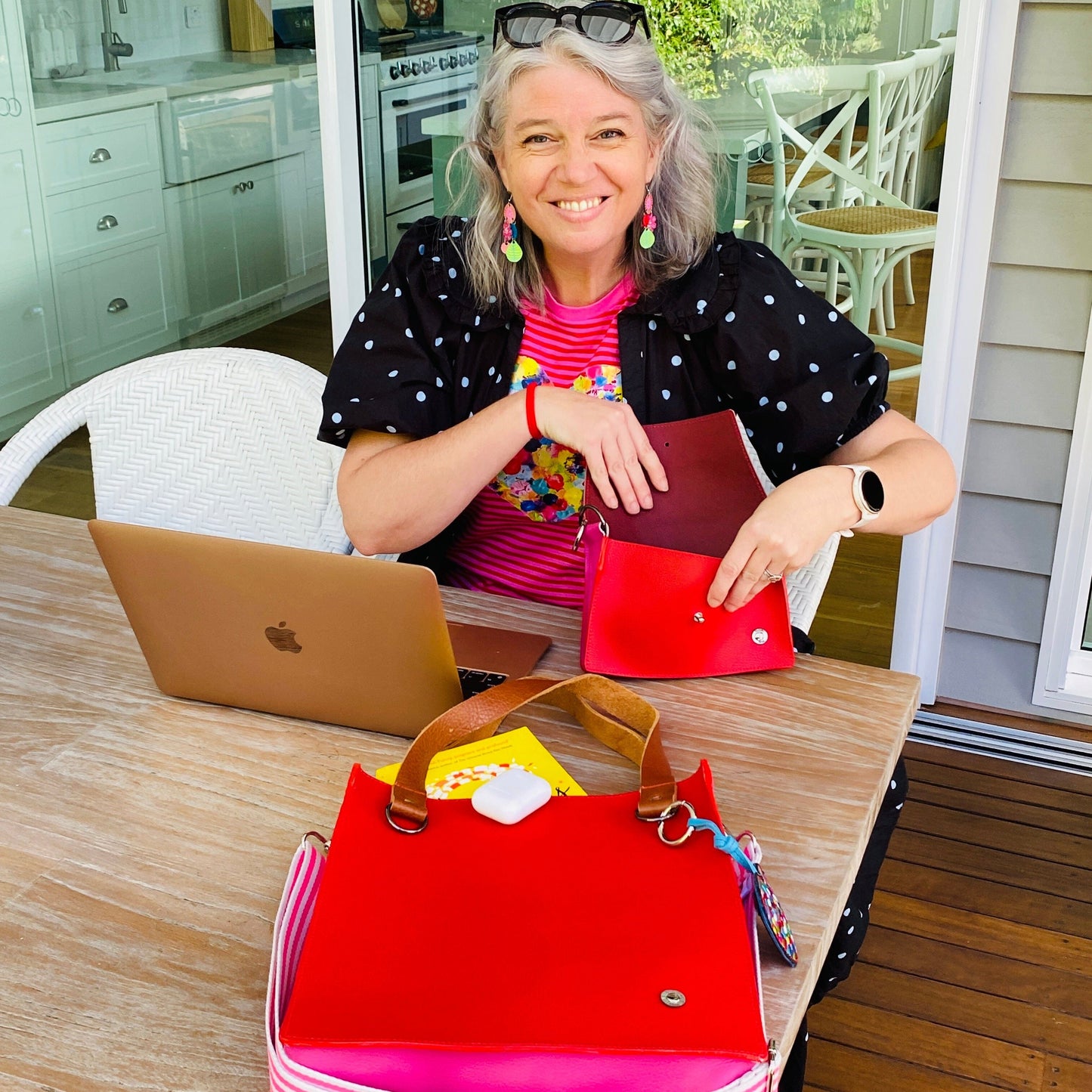 The Everyday Leather Tote & Crossbody Red/Pink