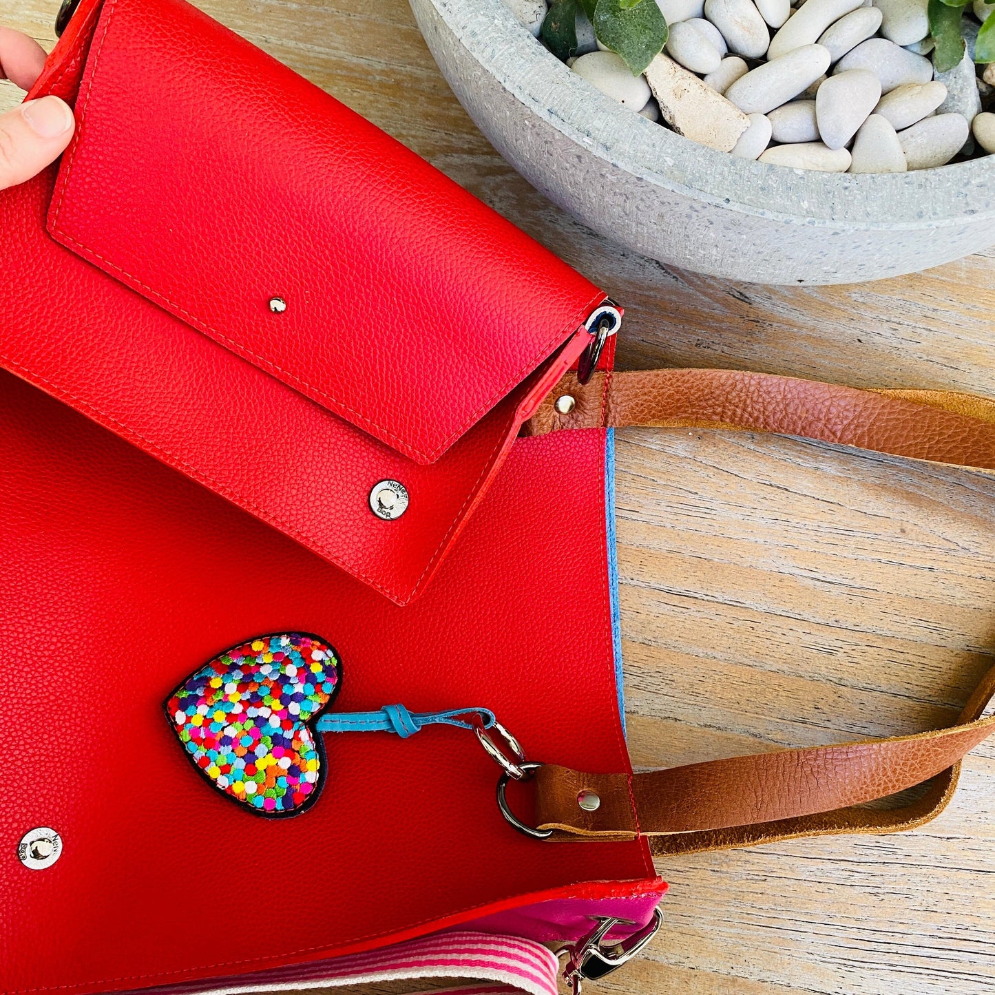 The Everyday Leather Tote & Crossbody Red/Pink