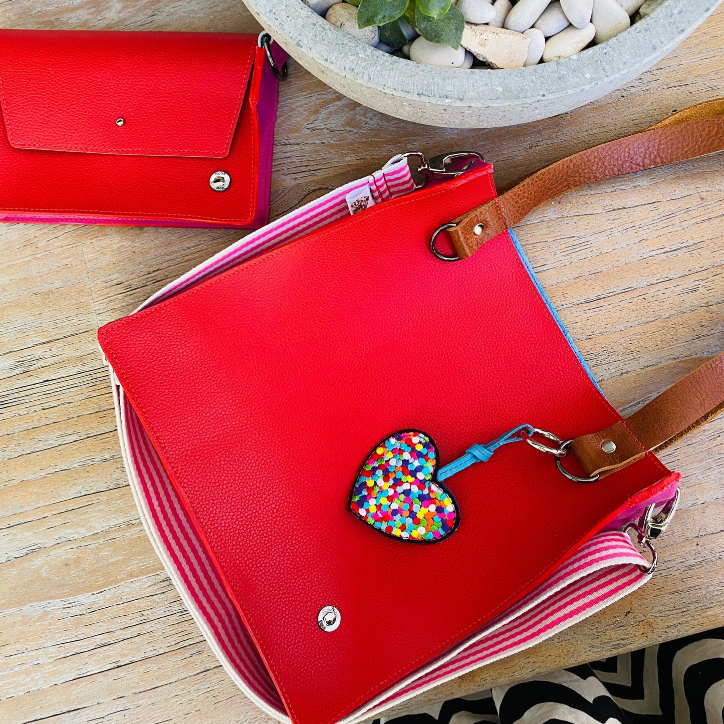 The Everyday Leather Tote & Crossbody Red/Pink