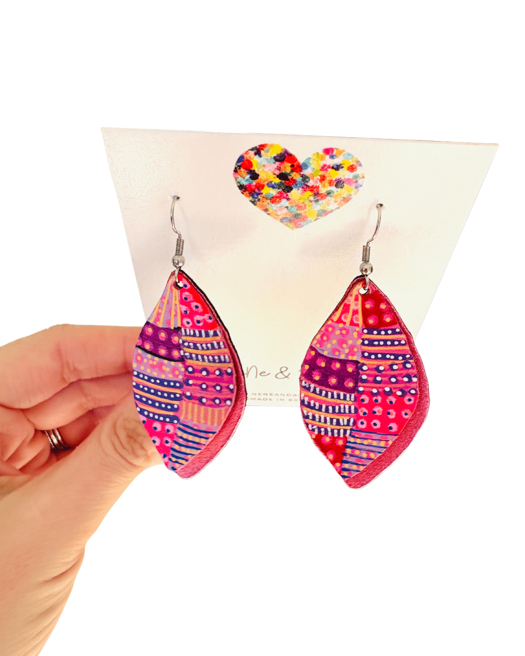 Be-leaf Pink/Red Hand Painted Earrings - Various sizes