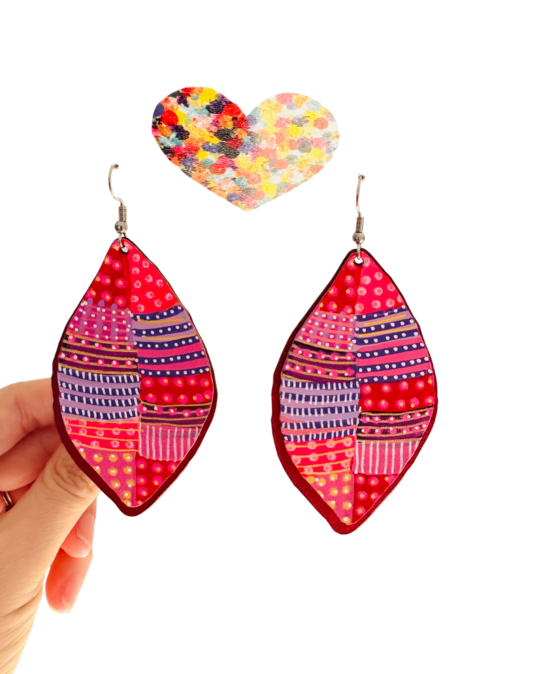 Be-leaf Pink/Red Hand Painted Earrings - Various sizes