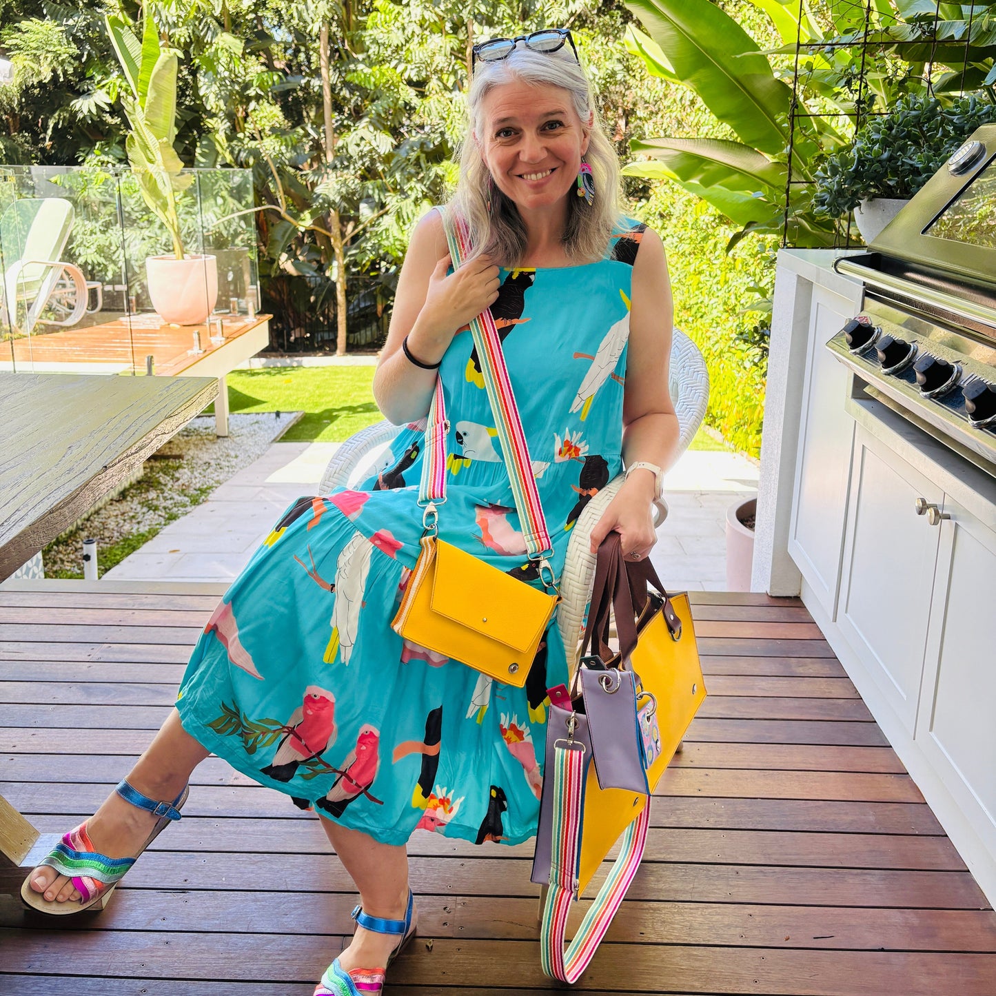 ALLY Mini - 4 in 1 Leather Bag - Yellow Stripe