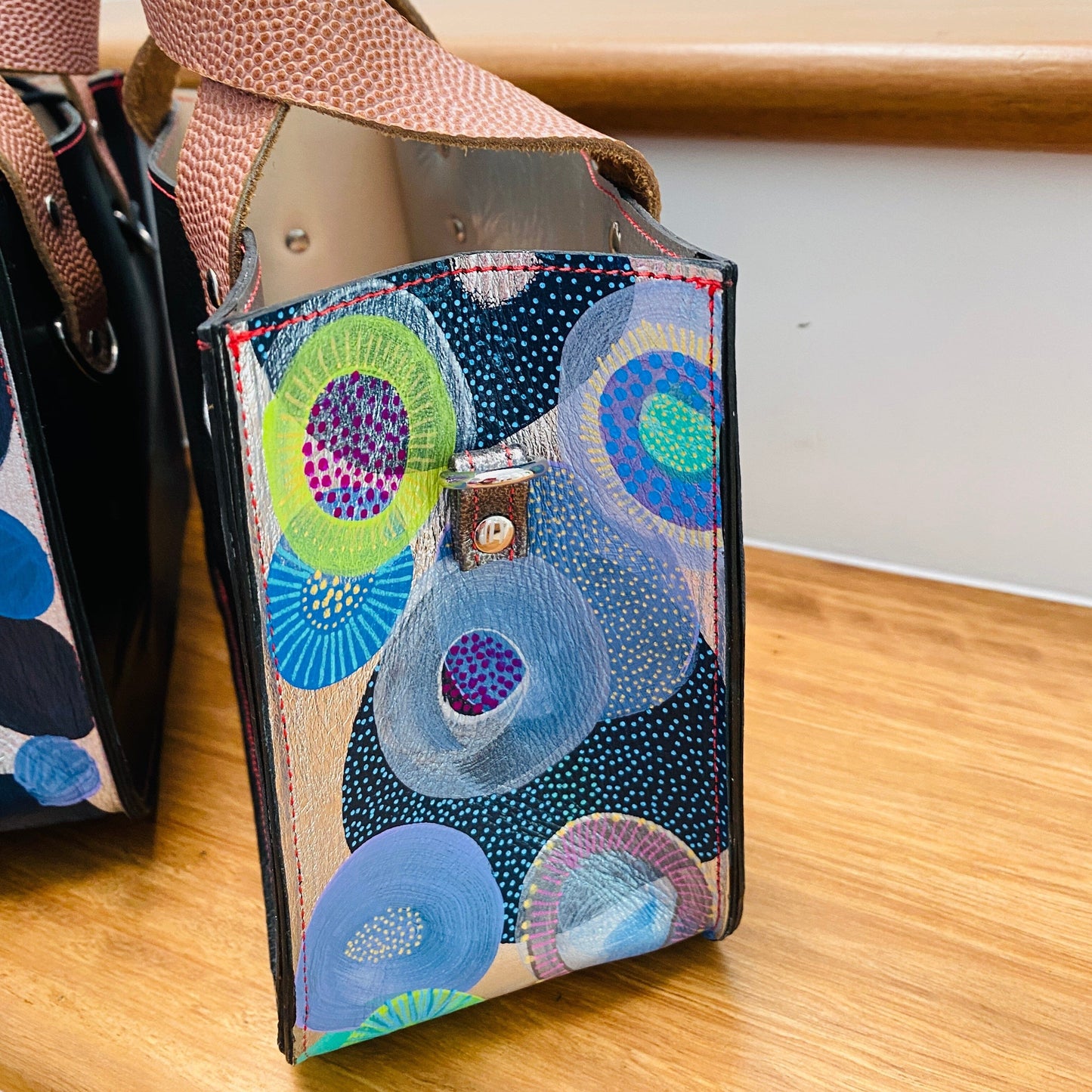 Artist Palette Micro Leather Tote - Coral Worlds