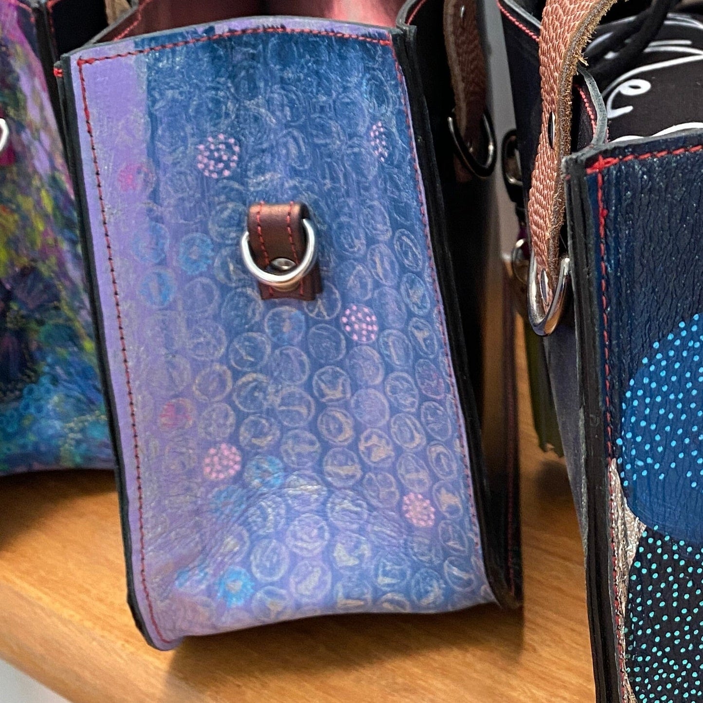 Artist Palette Micro Leather Tote - Coral Dusk