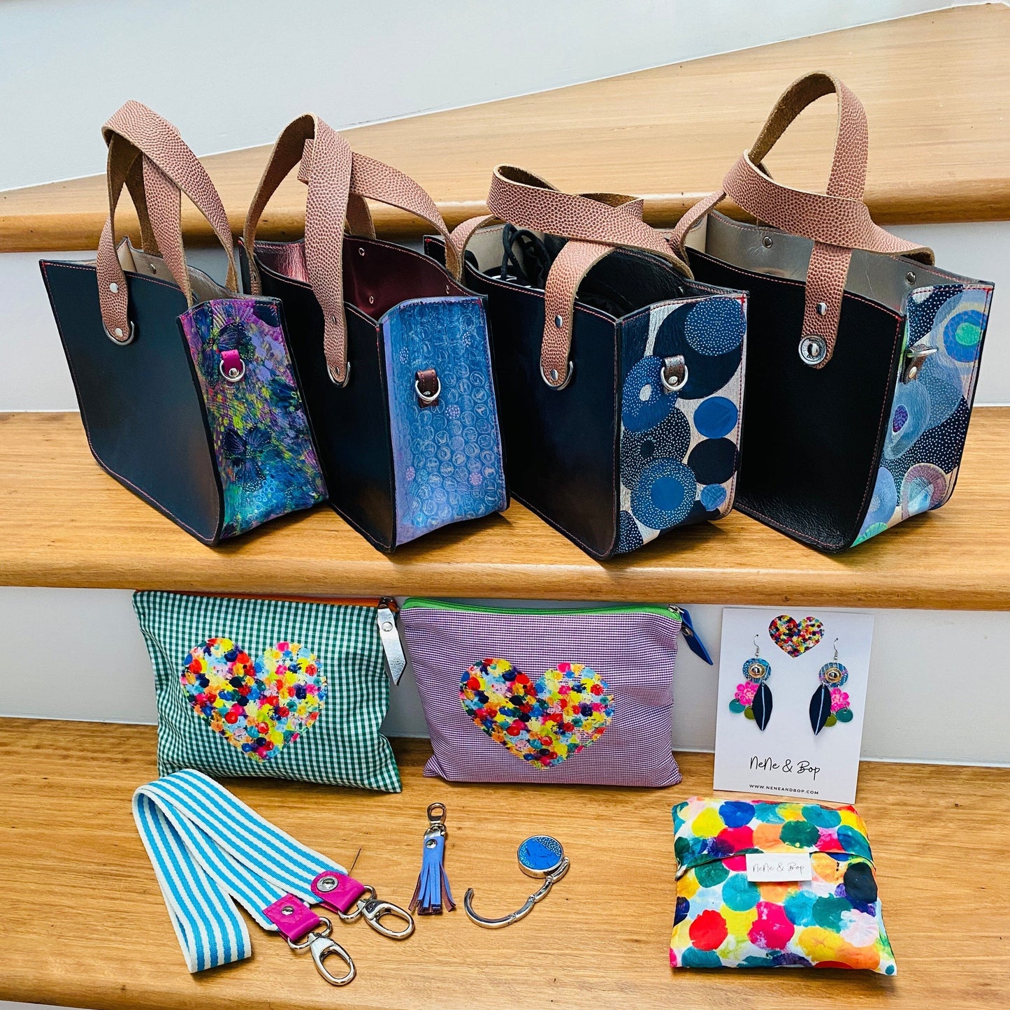 Artist Palette Micro Leather Tote - Coral seas