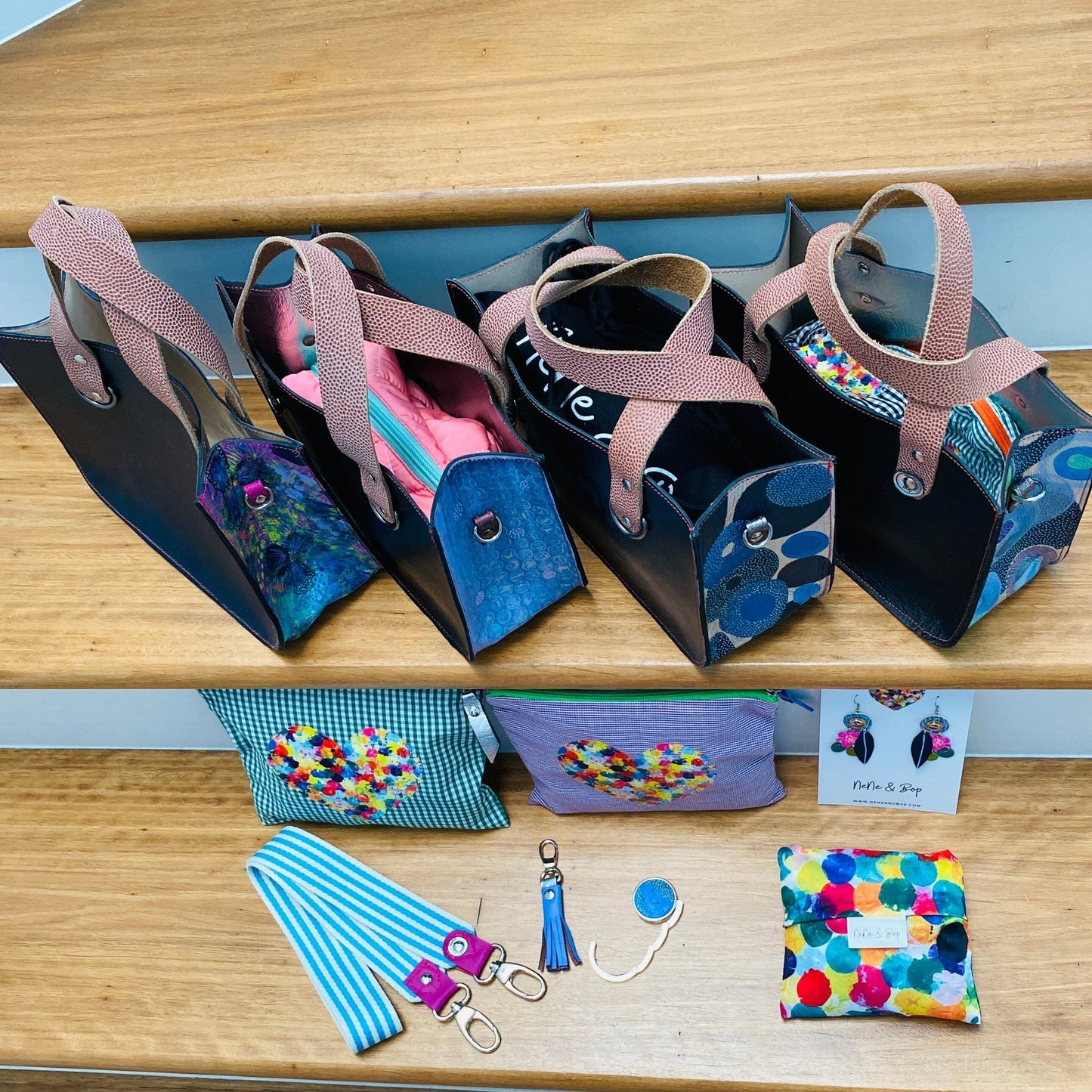 Artist Palette Micro Leather Tote - Coral seas