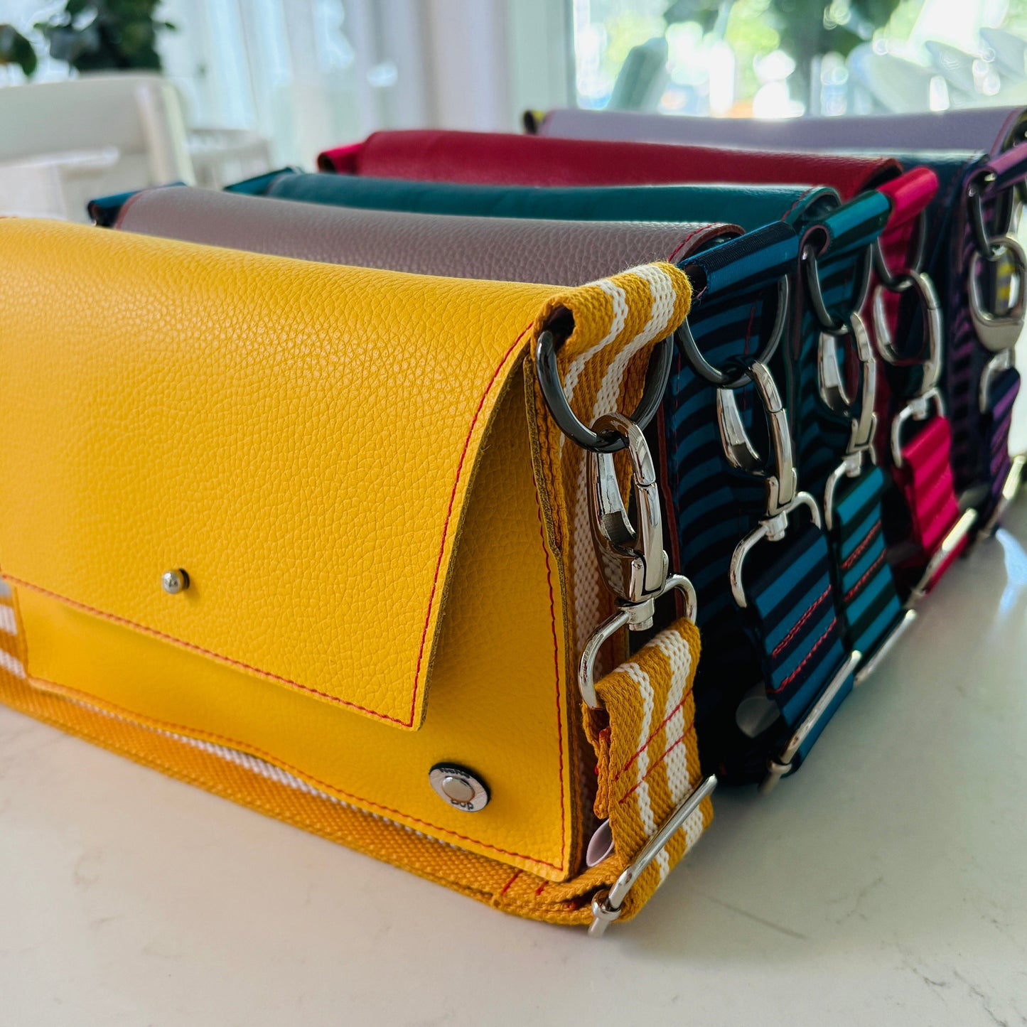 ALLY Mini - 4 in 1 Leather Bag - Yellow Stripe