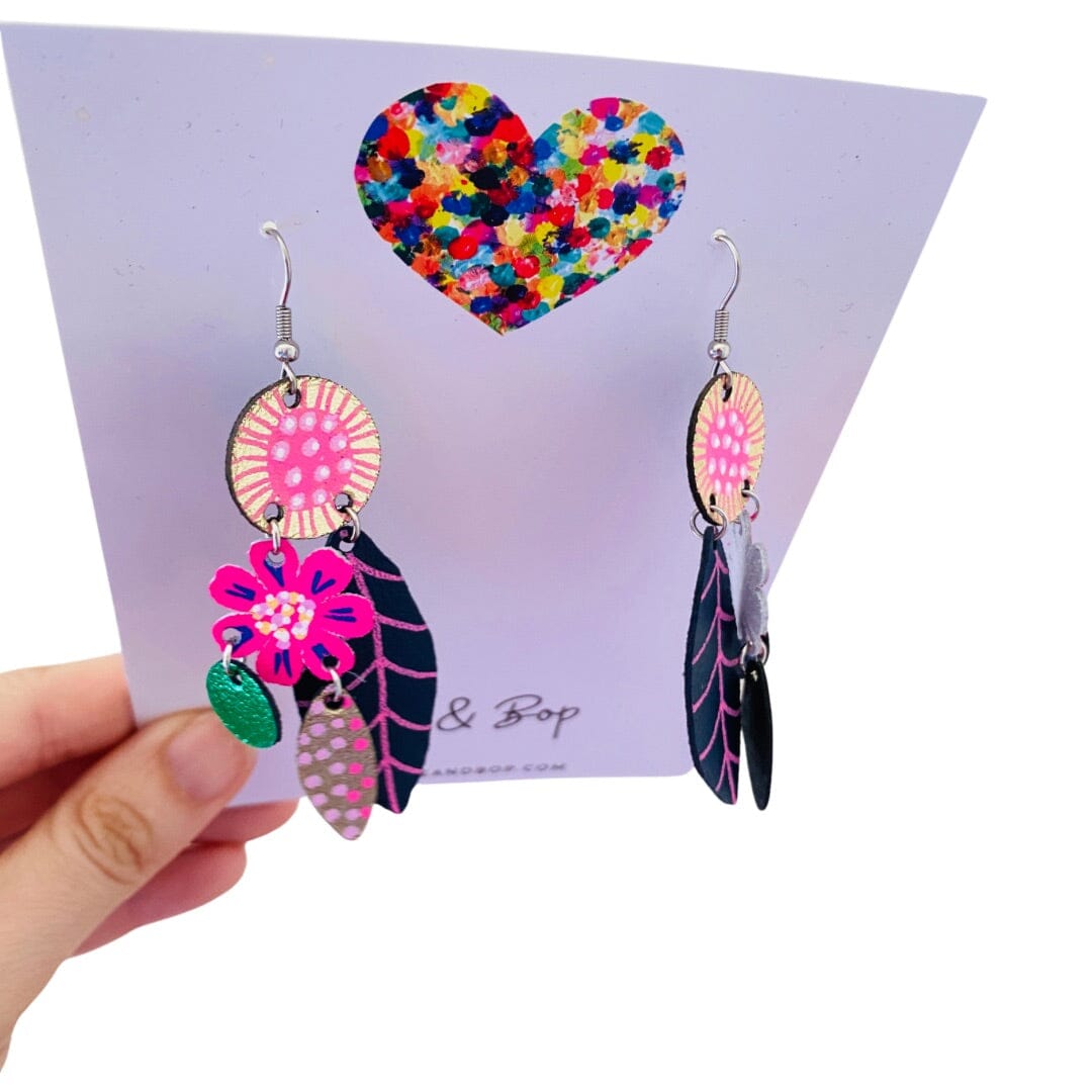 Pinky Buds - Leather Earrings